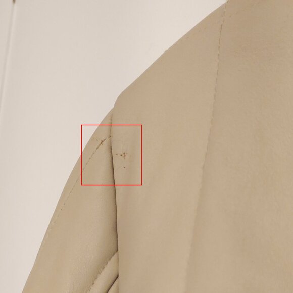 Avirex Leather Long Coat Quilted Beige High Neck Vintage 90s Minimal Jacket - Picture 9 of 13